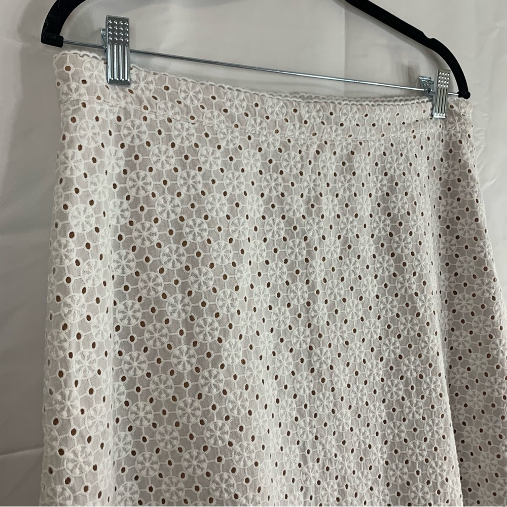 NWT MICHAEL MICHAEL KORS Eyelet Ruffled White Midi Skirt Cottagecore, size 12 - Picture 5 of 15
